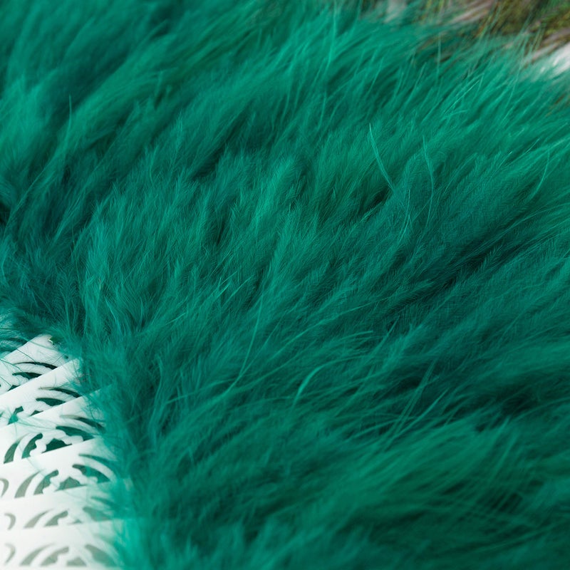 BABEYOND Roaring 20s Vintage Style Peacock & Black Marabou Feather Fan Flapper Accessories for Costume Halloween Dancing Party Tea Party Variety Show (Dark Green-White Rib) - Image 3